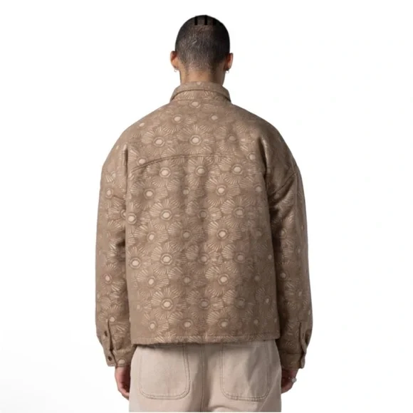 Honor The Gift Floral Cover Jacquard Brocade Shirt Jacket Logo Patch Shacket